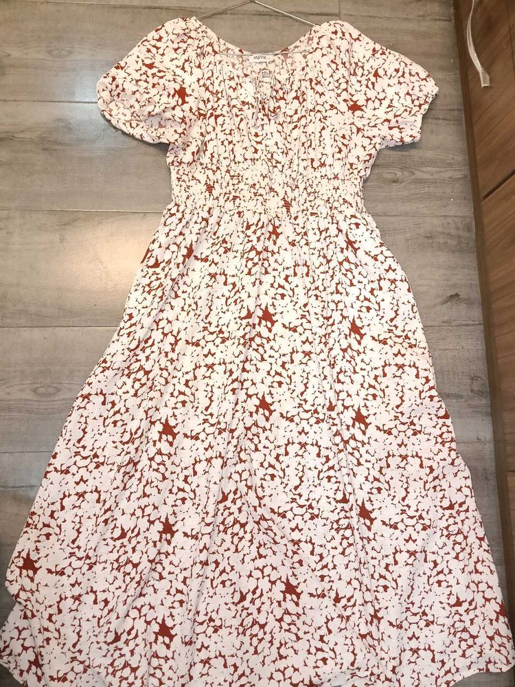 Boho Floral Print Midi Dress