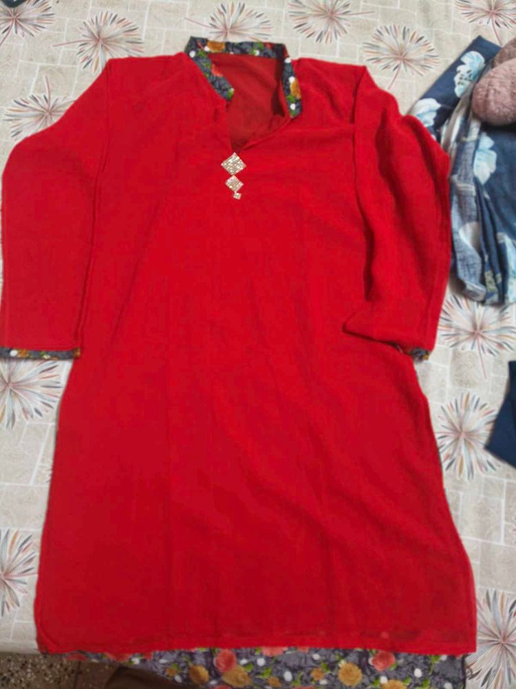Elegant Red Kurta for Women in XL size