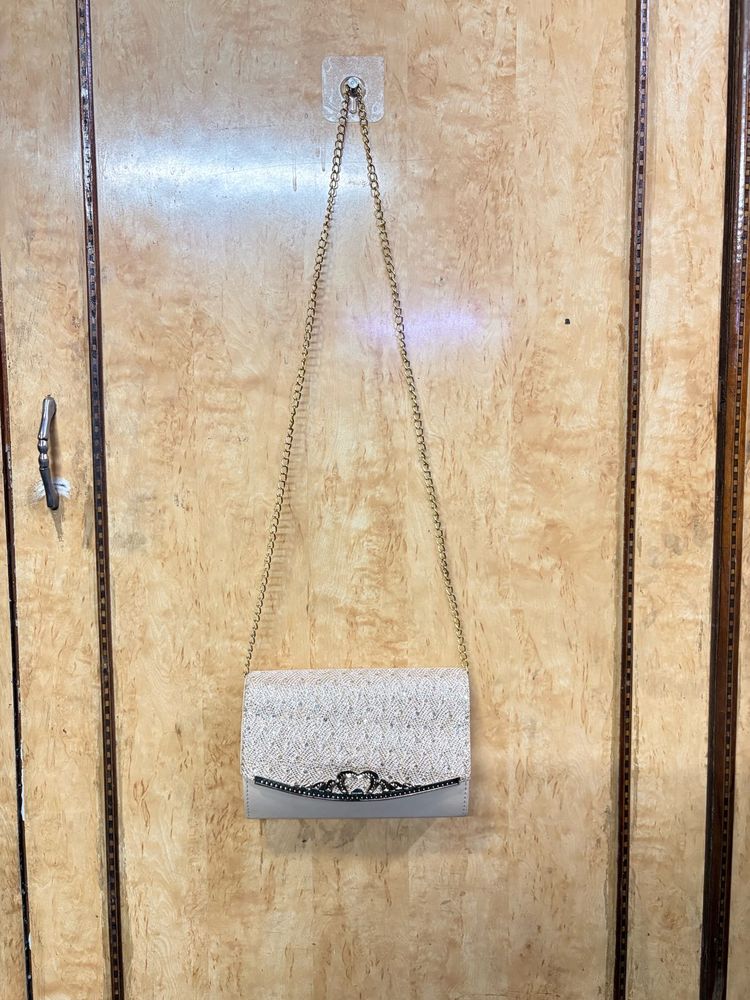 Elegant White Chain Shoulder Bag/clutch