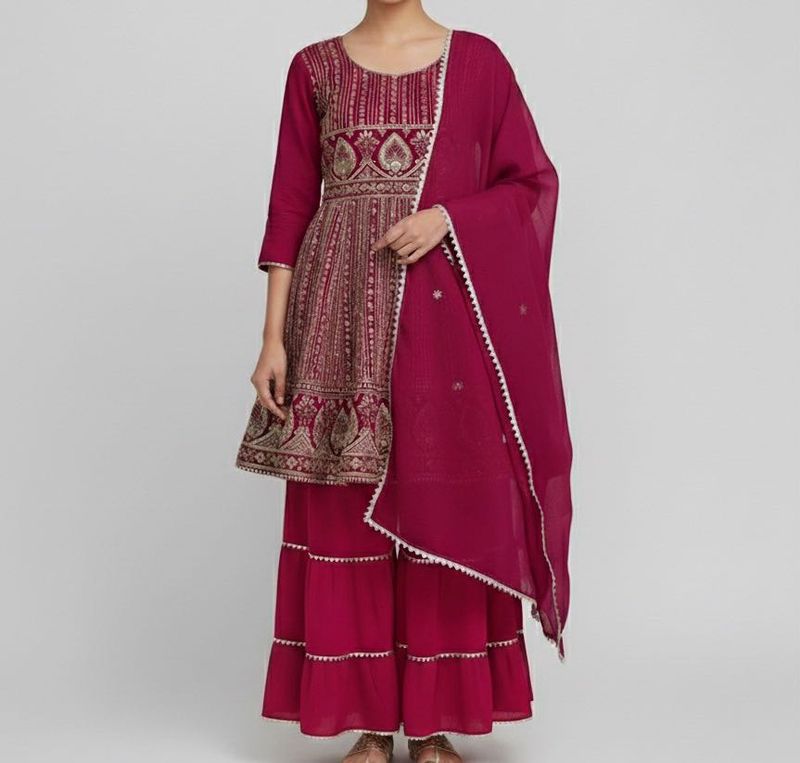 Elegant pink sharara set