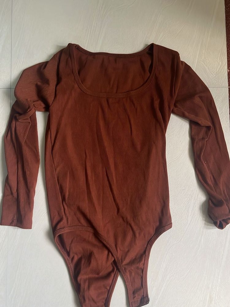 combo of two Brown and beige Long Sleeve Bodysuit
