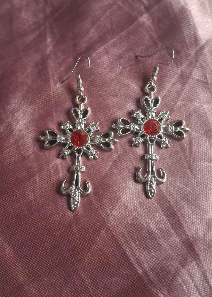 Gothic Cross Dangle Earrings