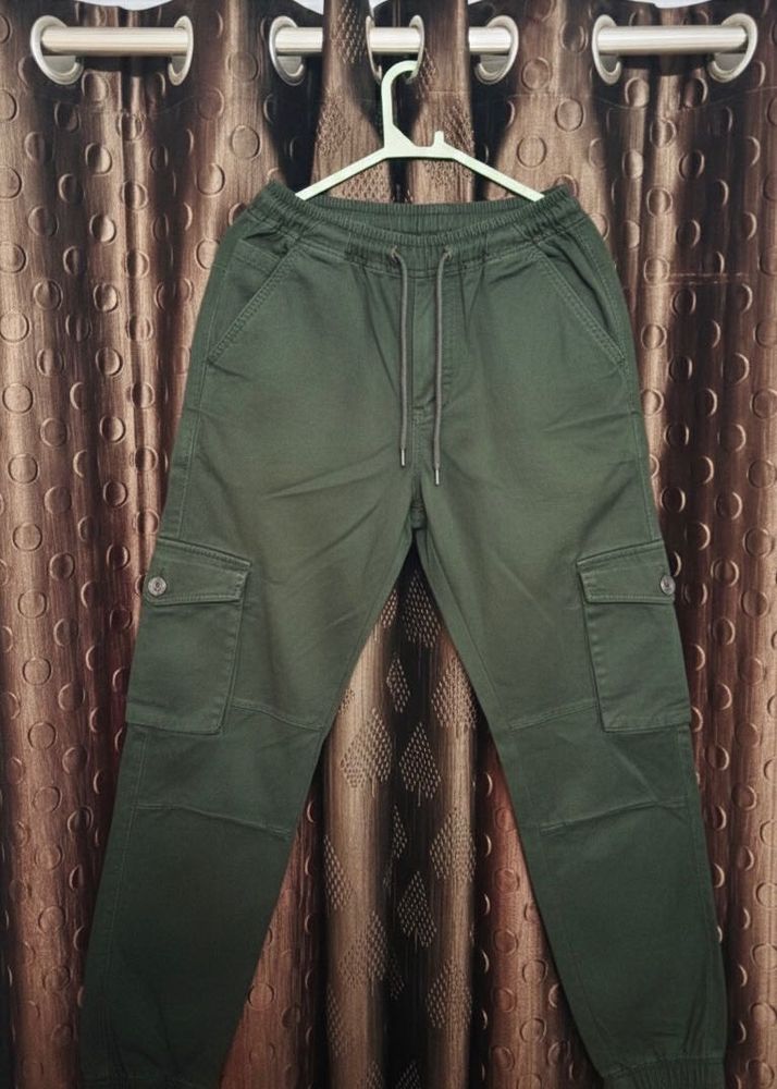 Olive Green Cargo Joggers