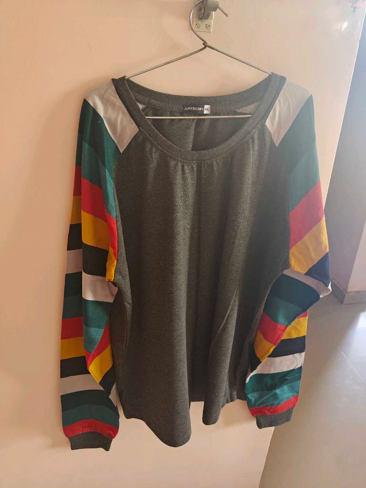 Cozy Striped Sleeve Top, no used