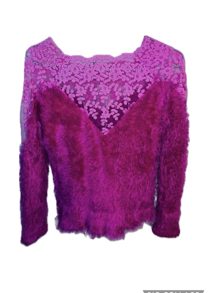 Cute Furry Pink Lace Sweater