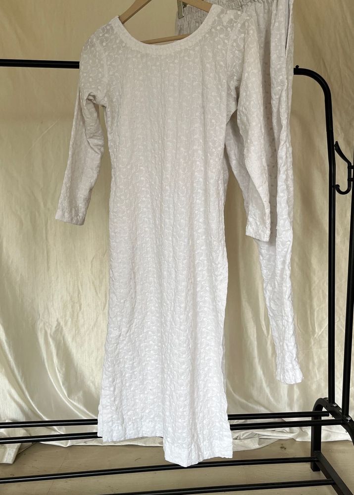 White Chikankari Kurta Set