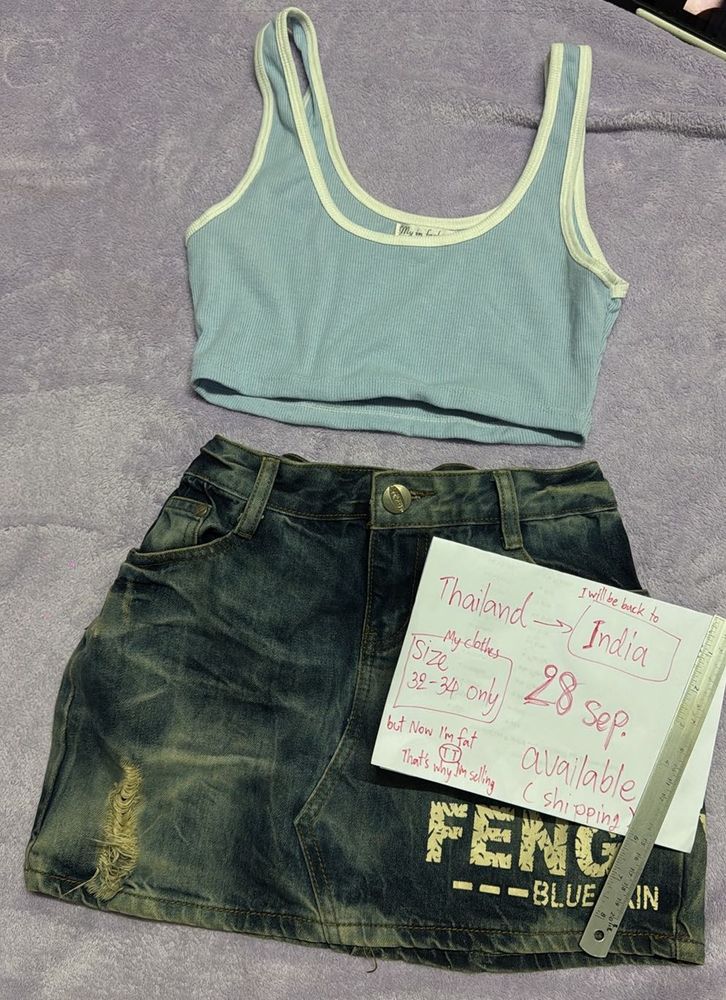 Cute Blue Crop Top 32-34