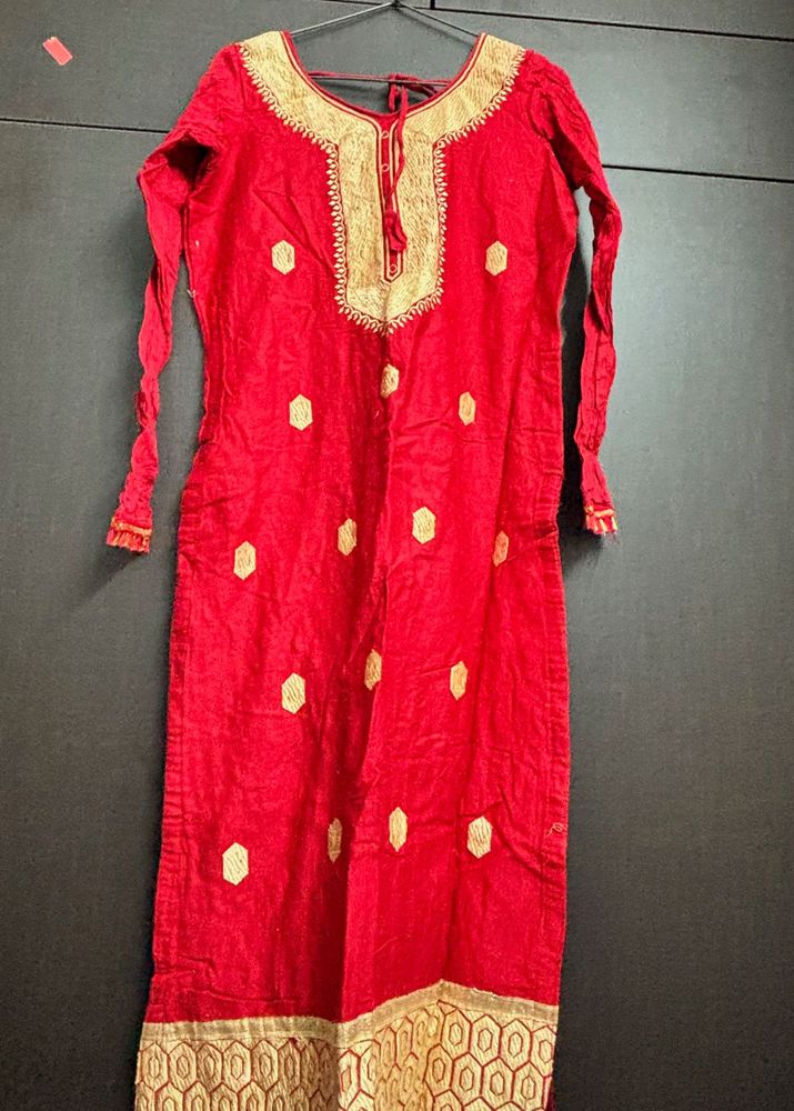 Beautiful Red Embroidered Kurta