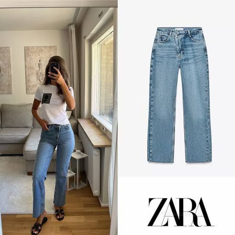 Zara Cross waist Straight Leg Jeans