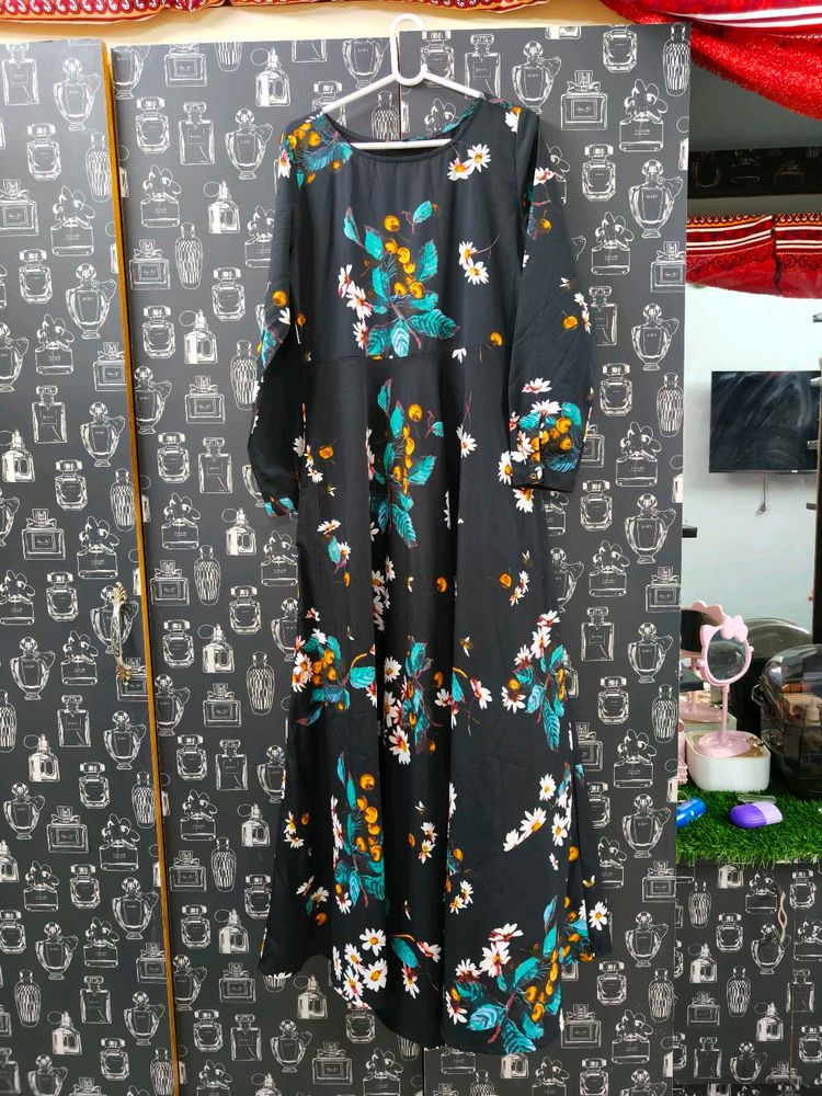 Black Floral Print Maxi Dress