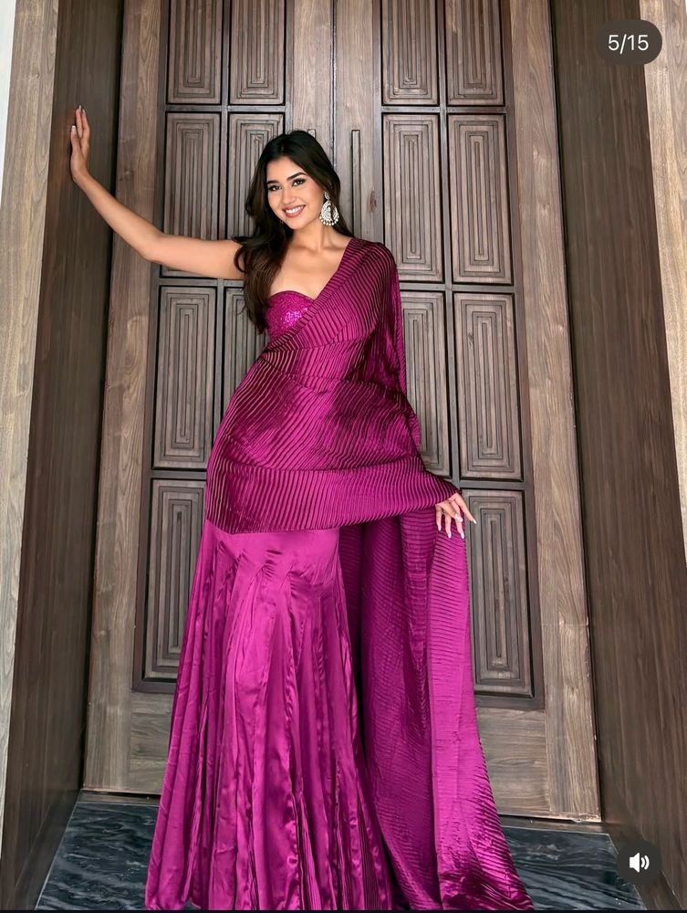 Stunning Magenta Pleated Lehenga Set