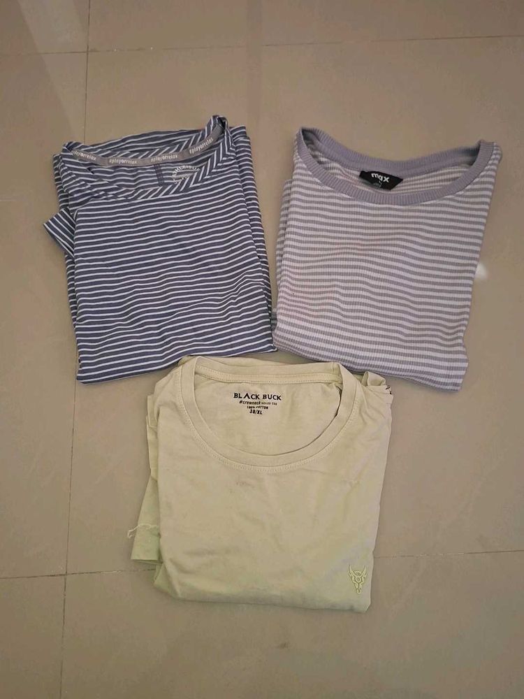 3 Striped &amp; Solid T-Shirts Bundle