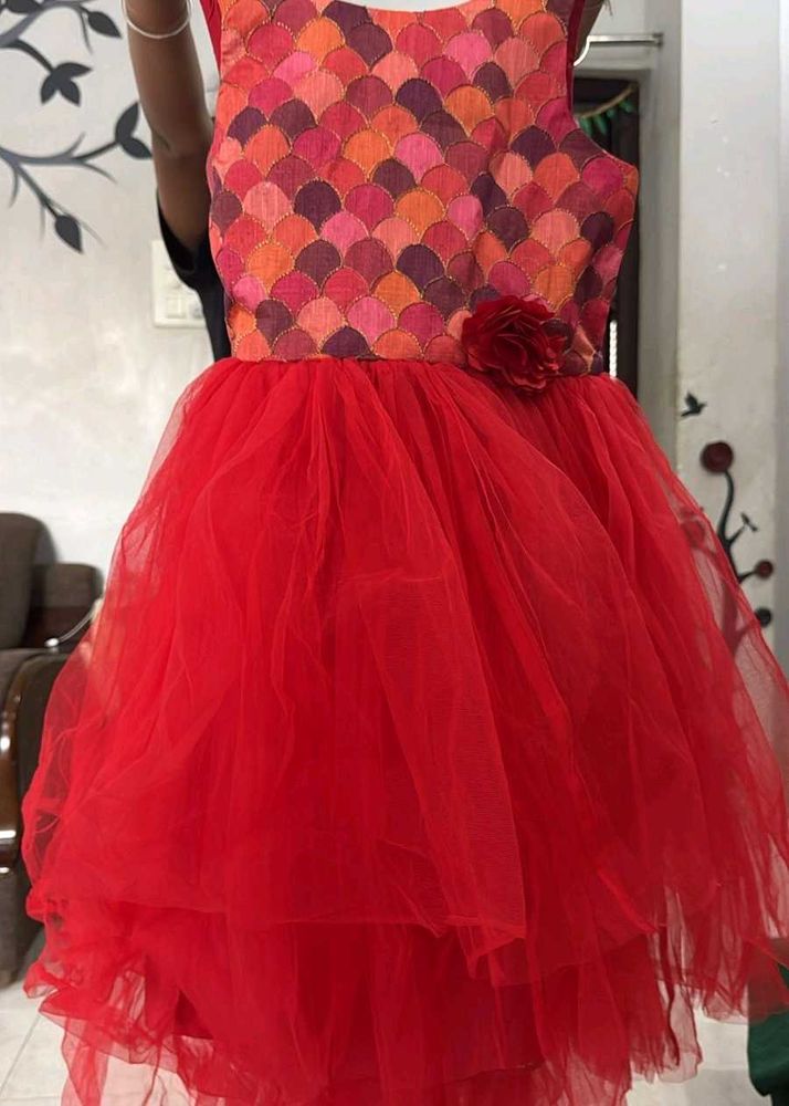 Red Party Wear Dress For Girls