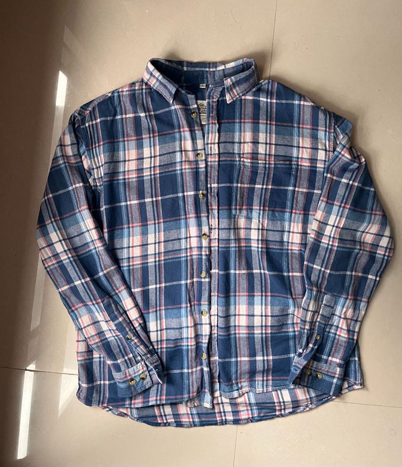 Men's Blue Plaid Flannel Shirt