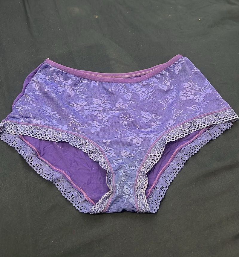 Women's Purple Floral Lace Briefs