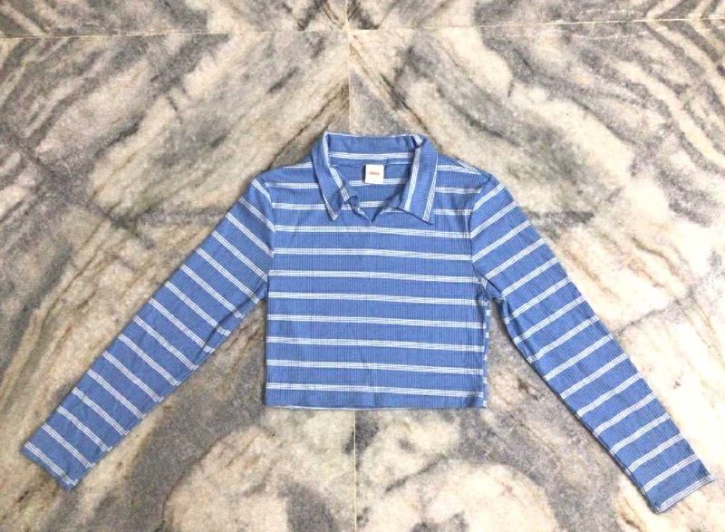 Striped Long Sleeve Crop Top