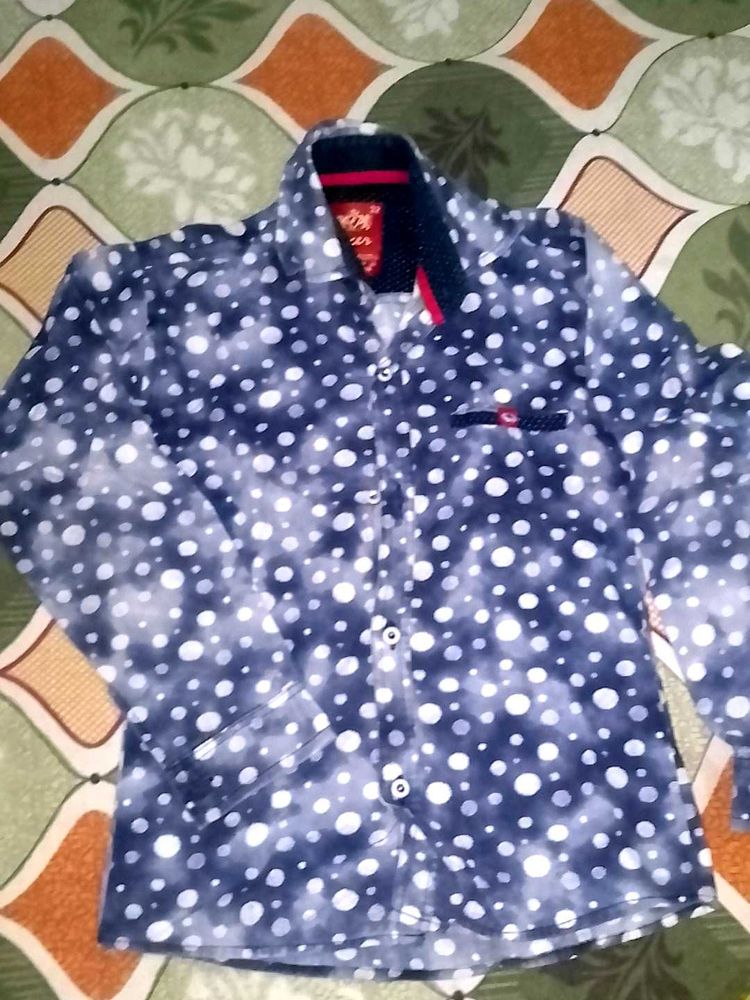 Boys Blue Polka Dot Shirt