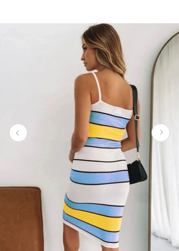 Striped Spaghetti Strap Midi Dress