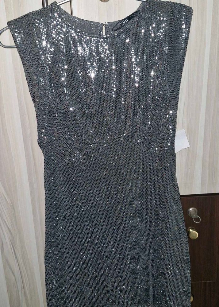 ZARA Sparkling Sequin Mettalic Party Dress