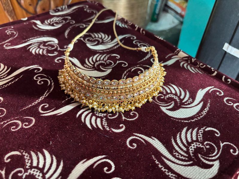 Elegant Gold Pearl Choker Necklace