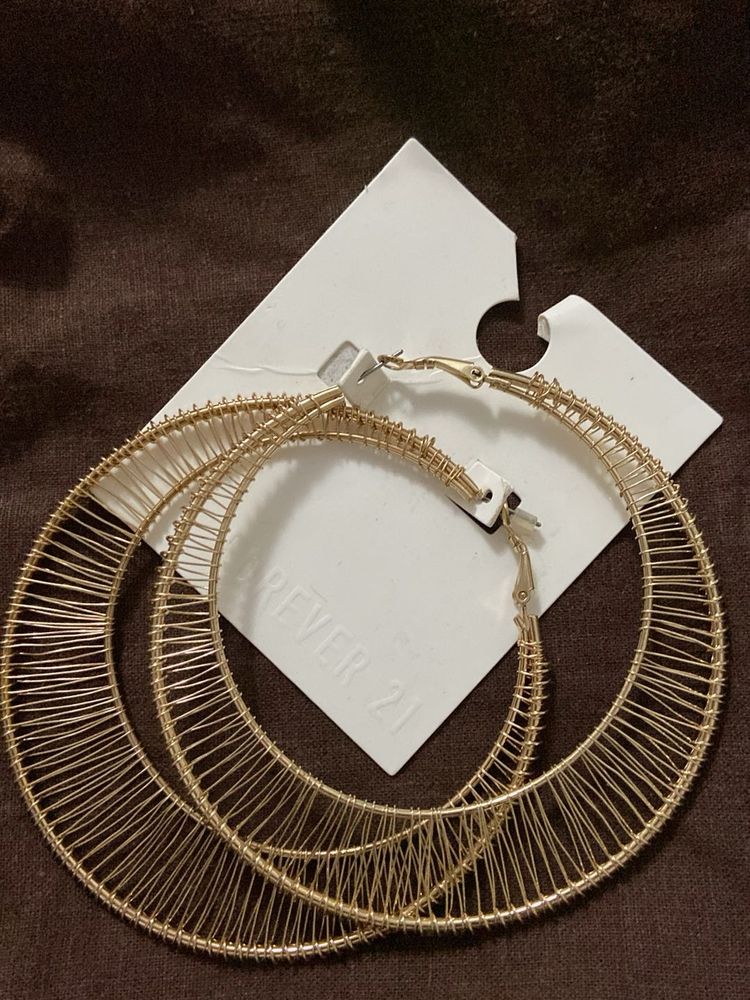 Large Gold Wire Hoop Earrings