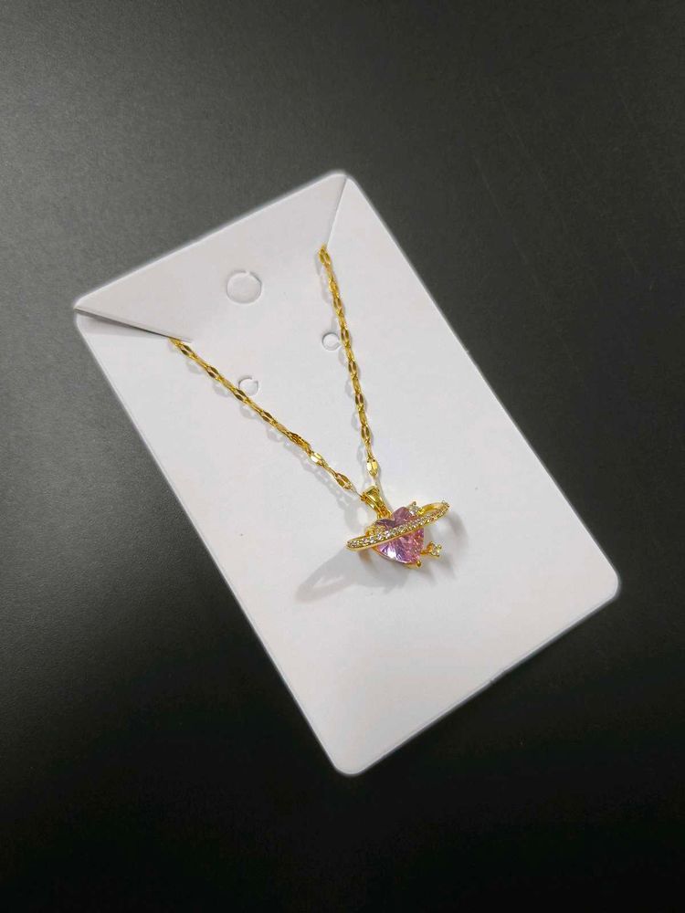 Anti Tarnish Heart Ring Necklace