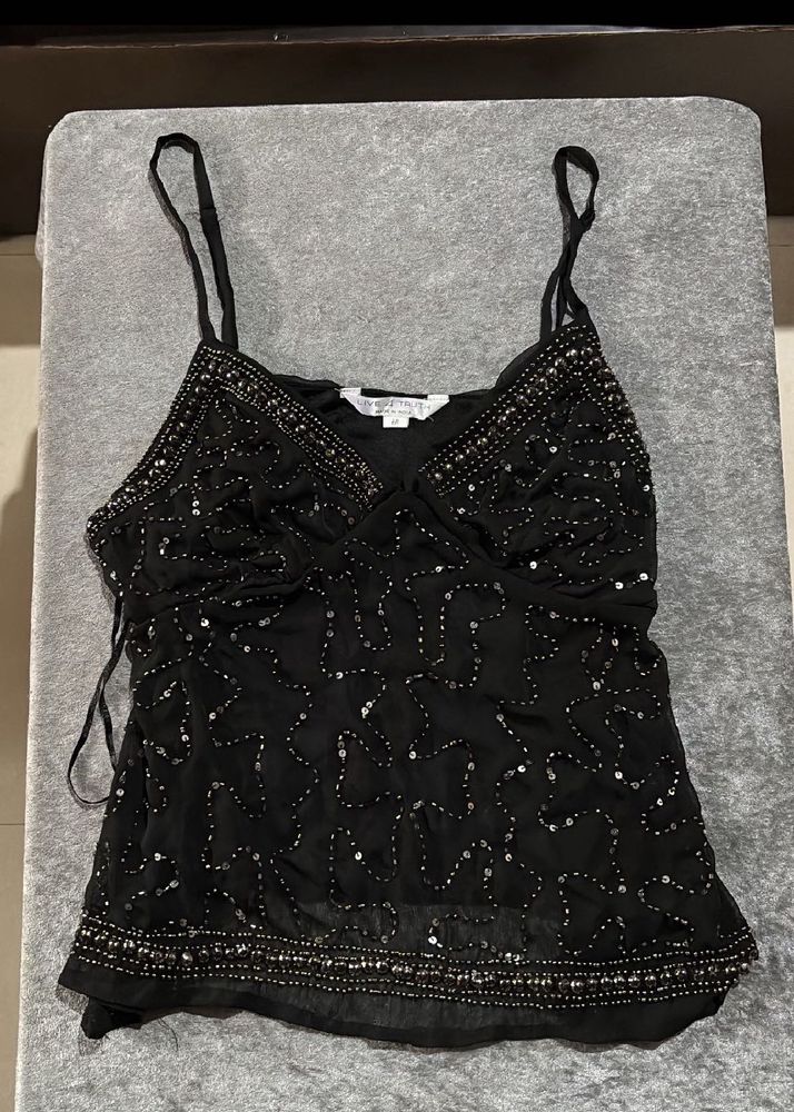 Black Beaded Camisole Top