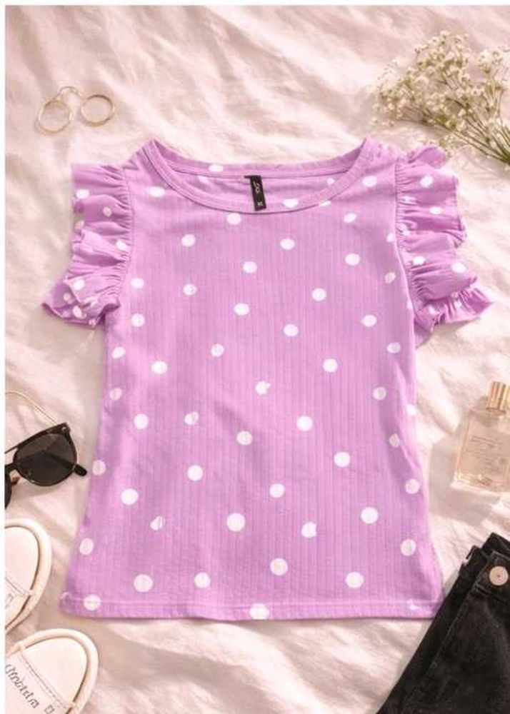 Cute Polka Dot Ruffle Top