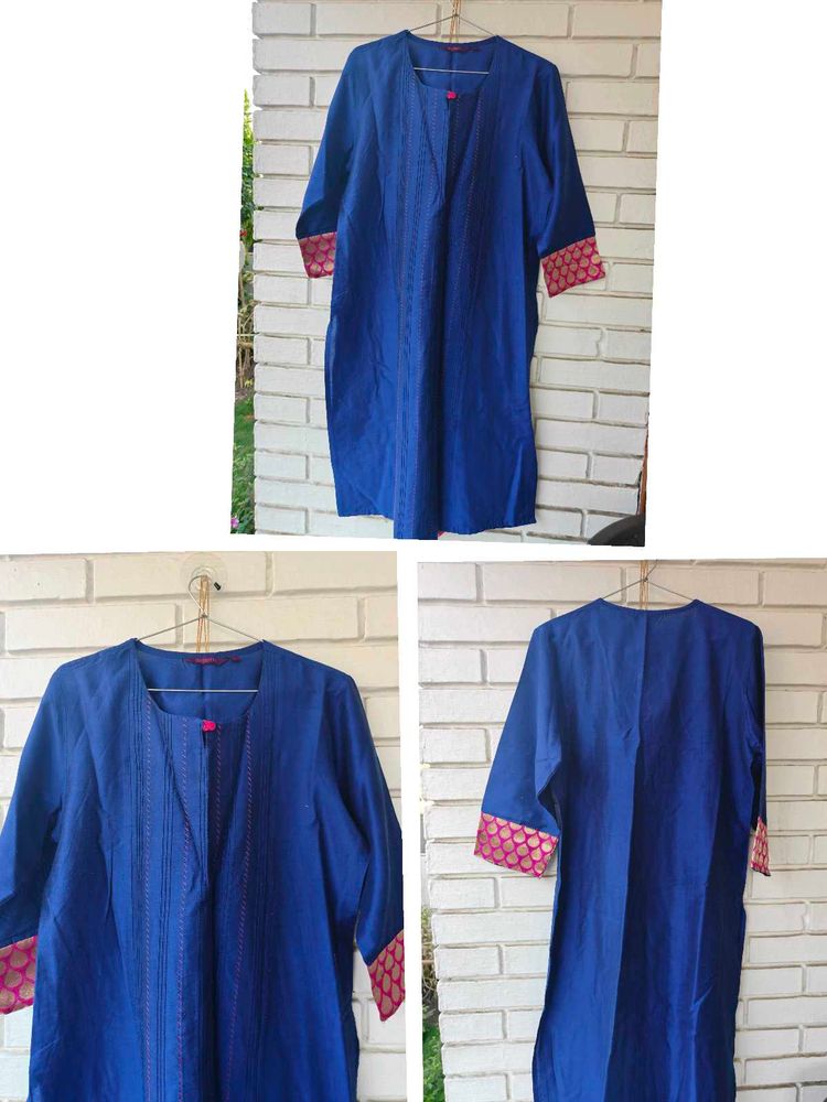 Blue Kurta with Embellished Cuffs