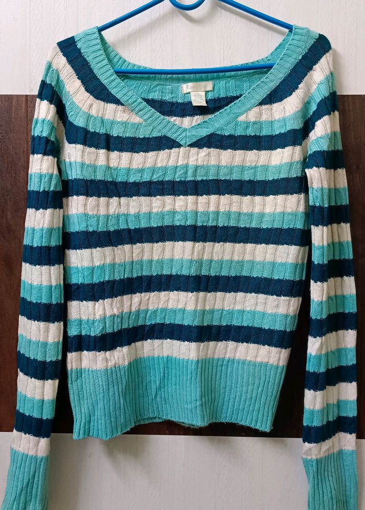 Blue And White Cardigan