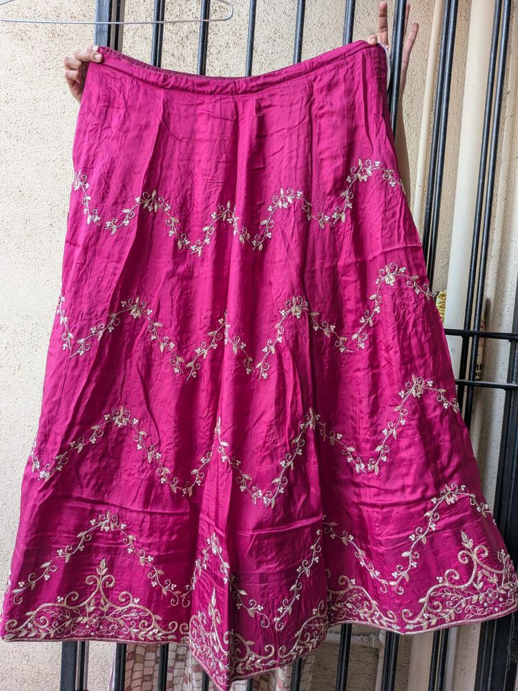 zardosi &amp; beads cherry pink  lehenga choli