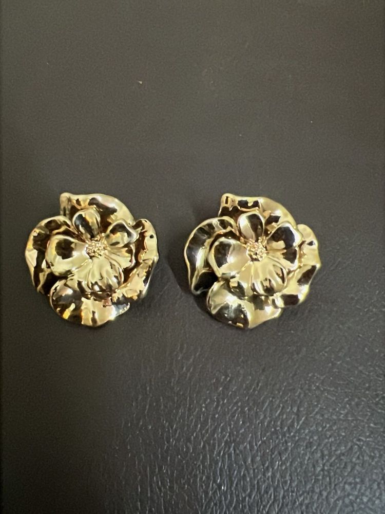 Gold Flower Statement Earrings