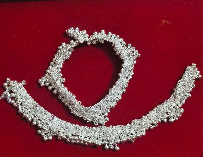 pure silver jodha anklets