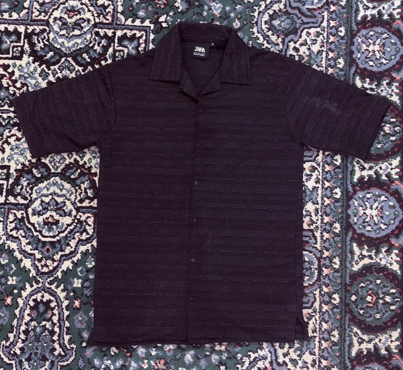 Zara Men's Textured Short Sleeve Shirt