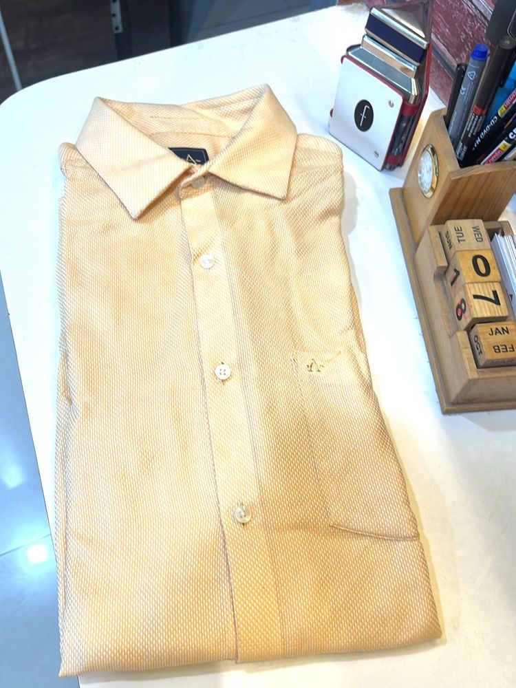 Men's Classic Beige Textured Shirt
