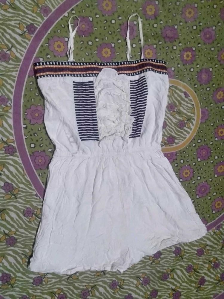 White Ruffle Strappy jumpsuit