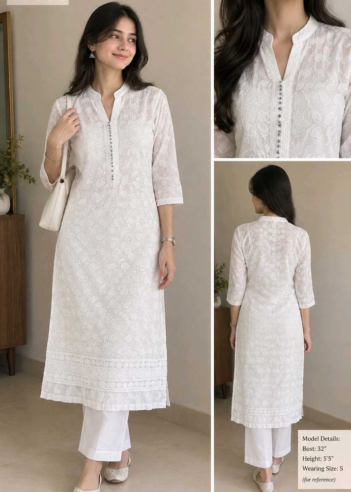 Elegant White Chikankari Kurta