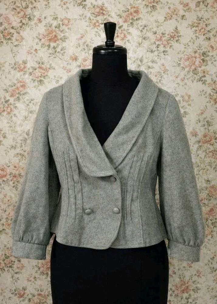 Gray Wool Blend Blazer