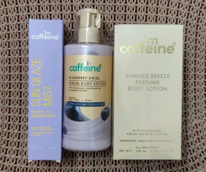 mCaffeine Body Lotion, Serum &amp; Sunscreen Mist