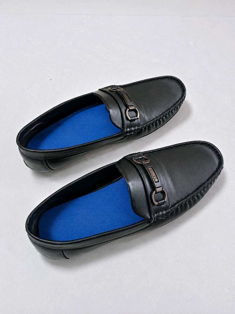Men's Black Leather Loafers