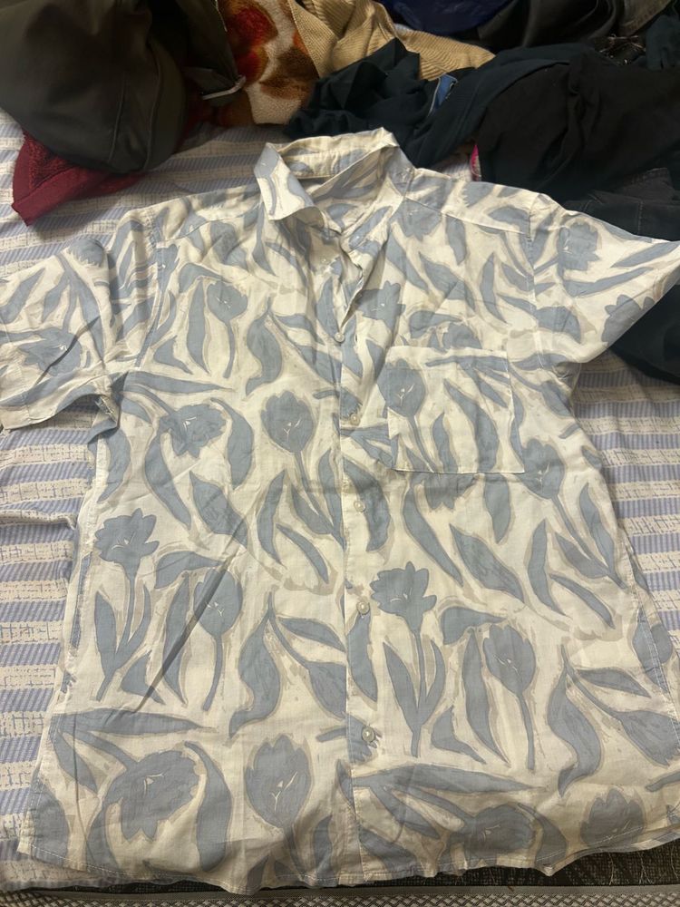 Retro Floral Print Short Sleeve Shirt