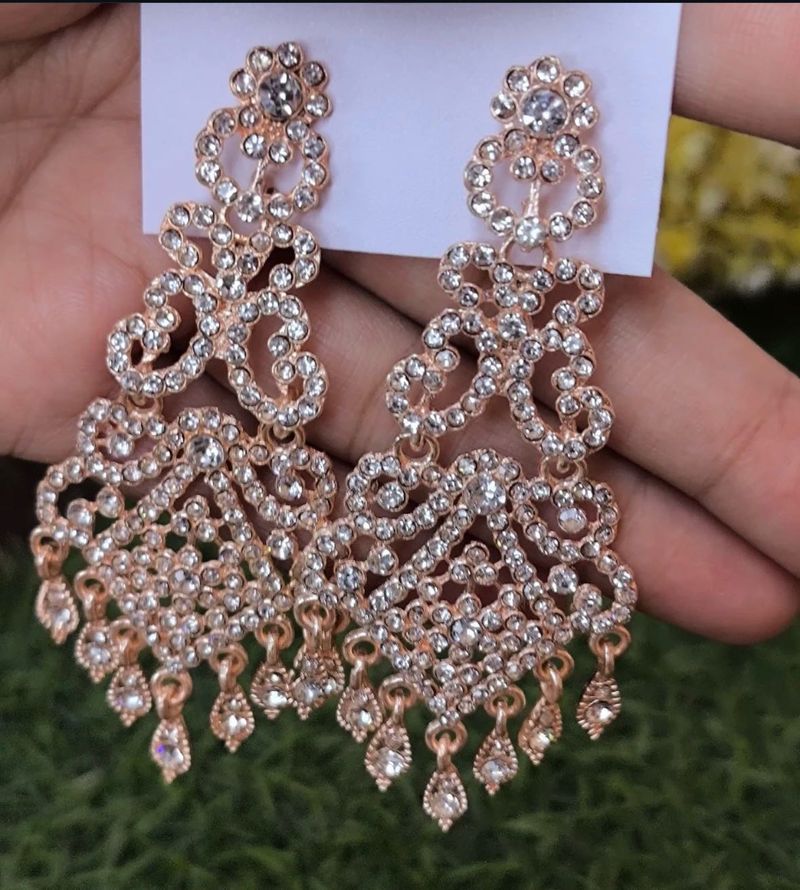 Stunning Rose Gold Crystal Earrings