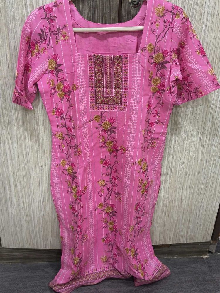 Beautiful Pink Floral Kurta with Dupatta