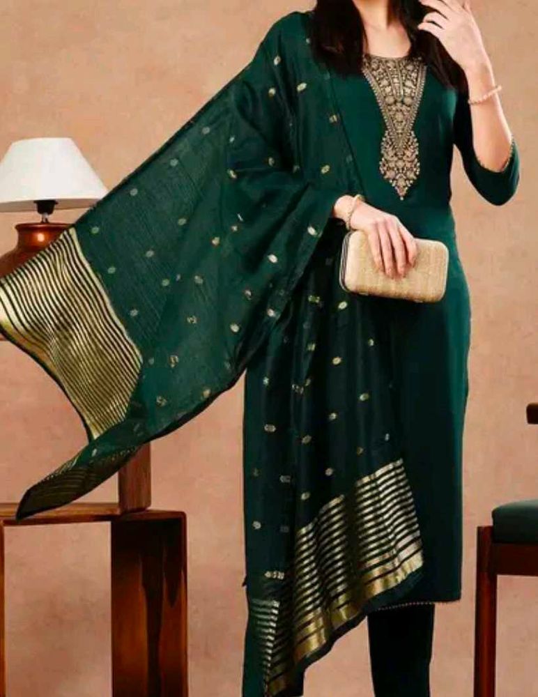 "Emerald Green Embroidered Salwar Kameez"