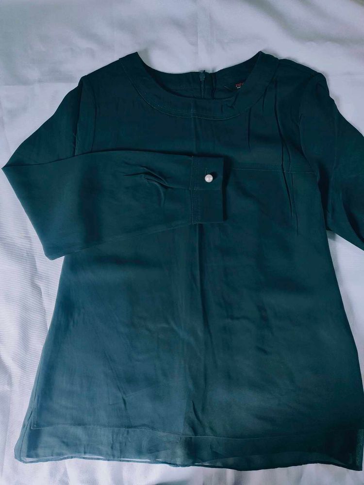 Elegant Teal Long Sleeve Top
