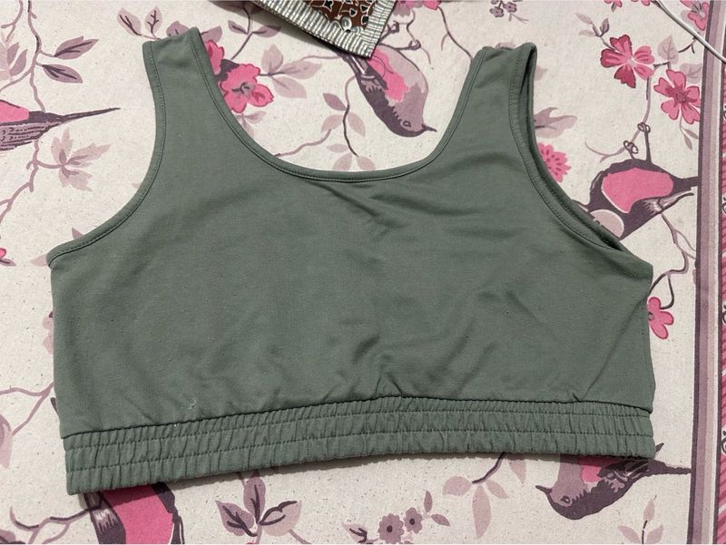 Cute Green Crop Top, Bust-34