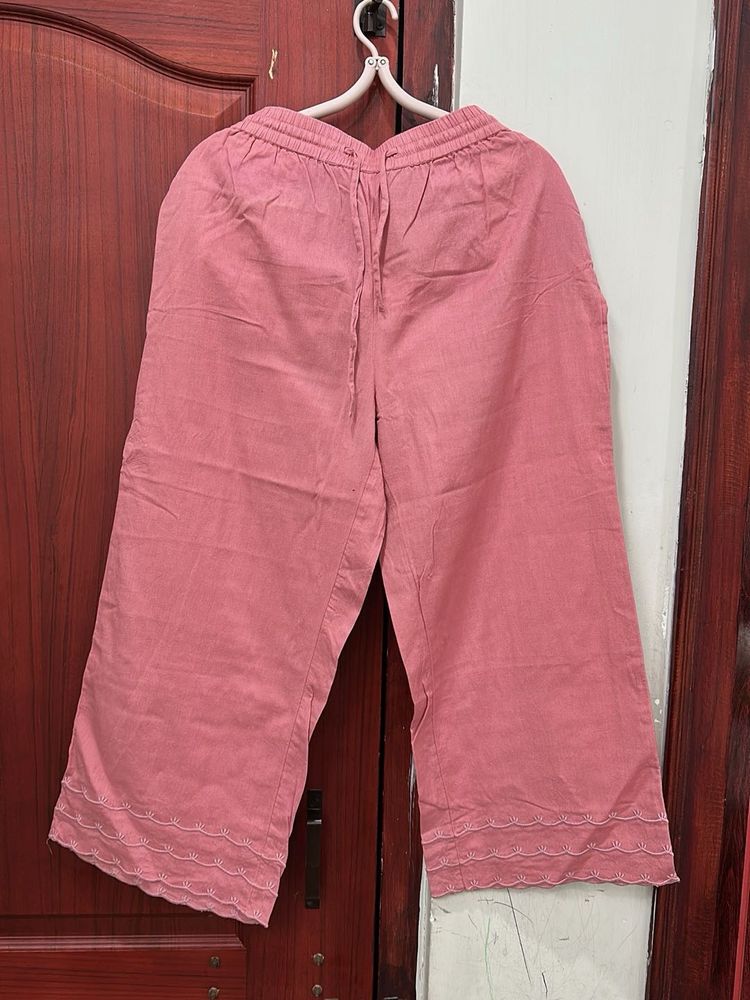ProjectEve Pink Embroidered Palazzo Pants