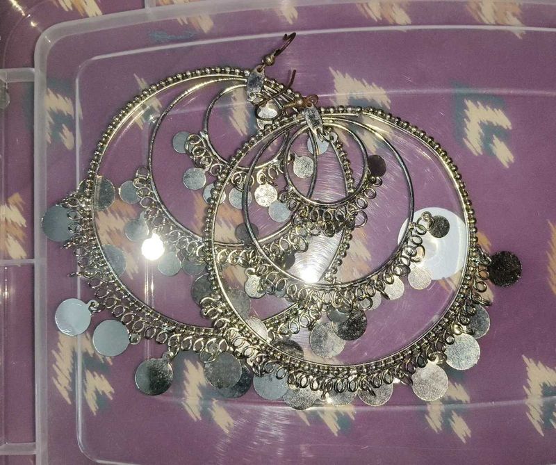 Boho Hoop Earrings with Coin Charms