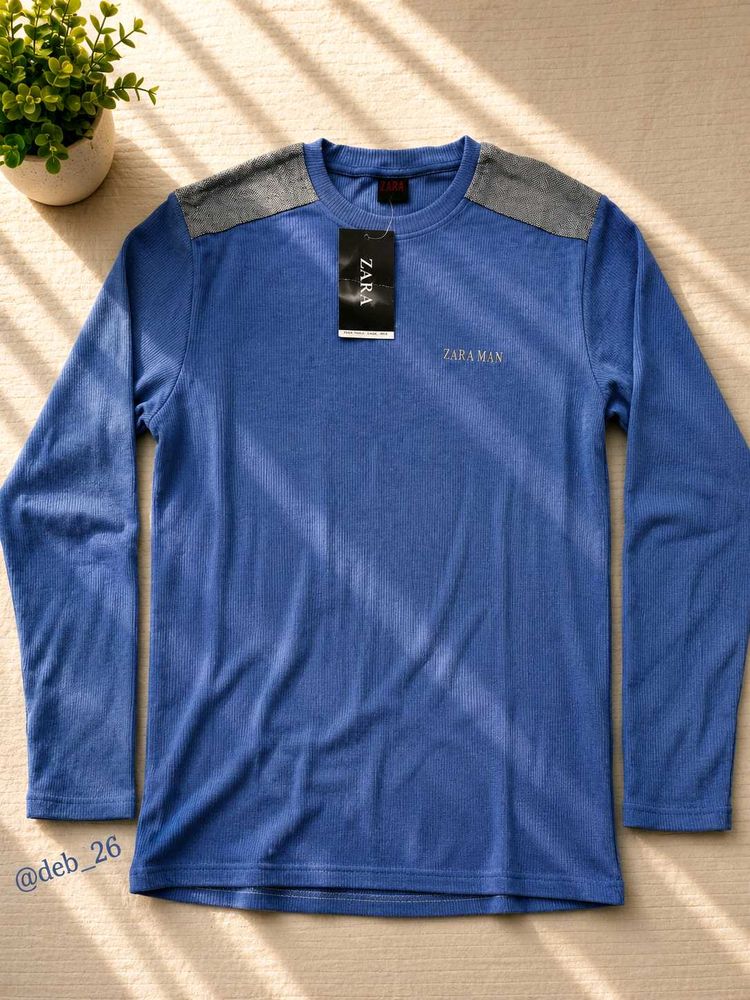 Zara Man Blue Long Sleeve T-Shirt