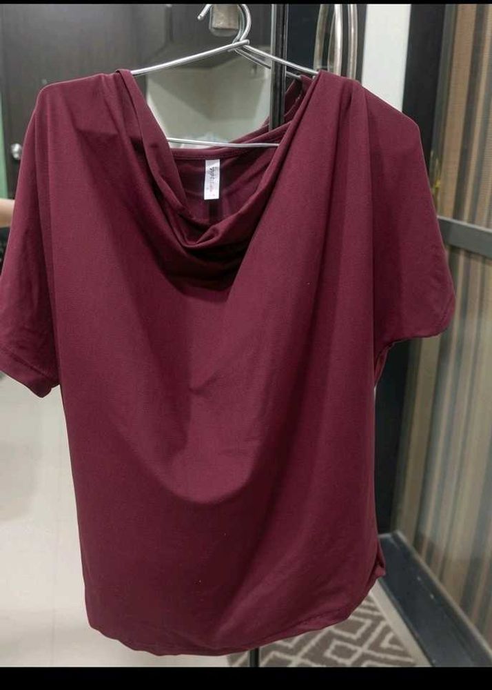 Maroon Cowl Neck Top